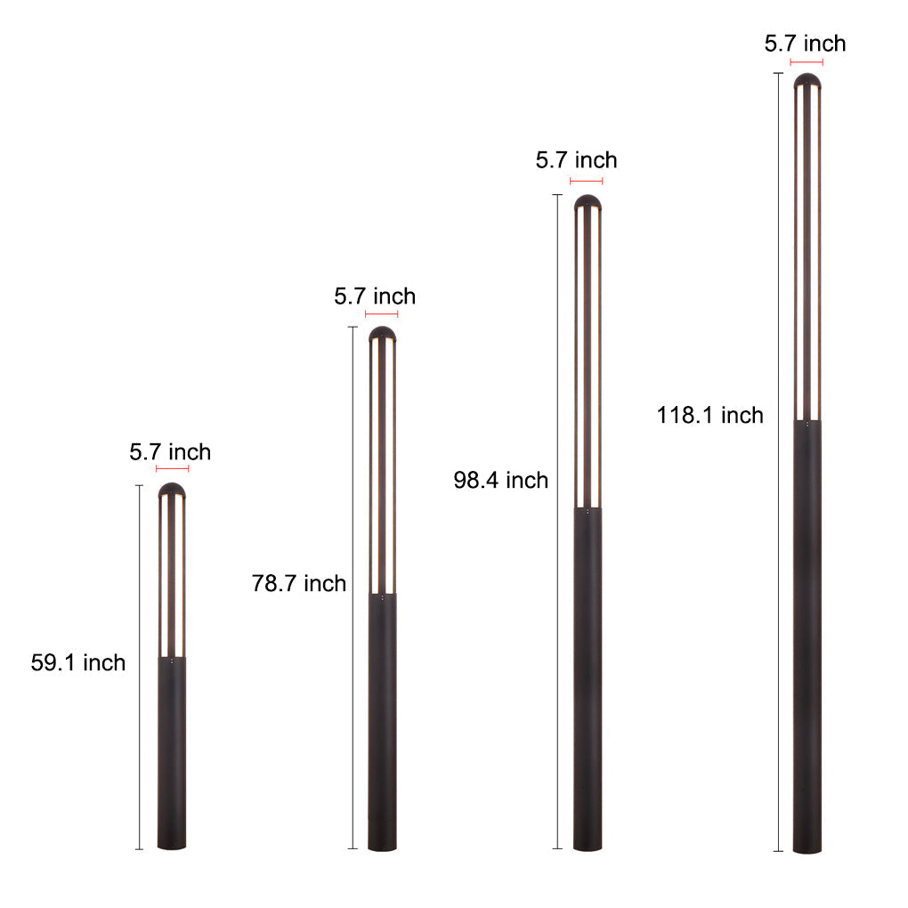 Modern Tall Garden Bollard Light | Minimalist Black Aluminum LED Pathway Lamp