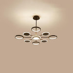 Orbit LED Pendant Chandelier in Black or Gold, Modern Geometric Ceiling Light