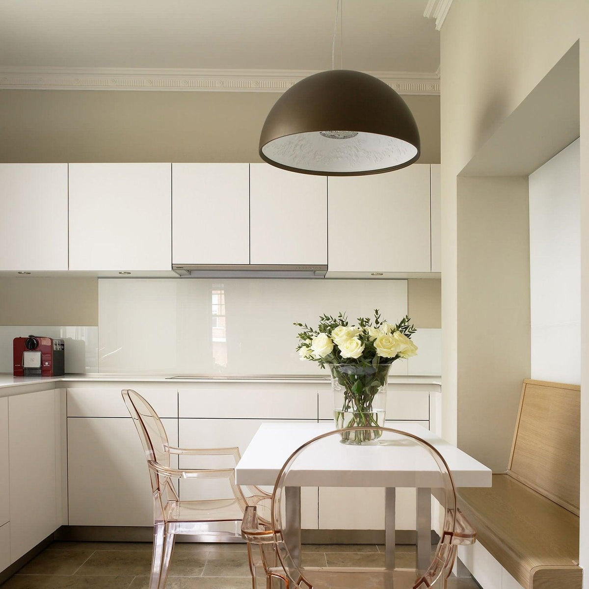 Hemisfera Plaster Pendant Light — Designer Hemisphere Suspension Lamp