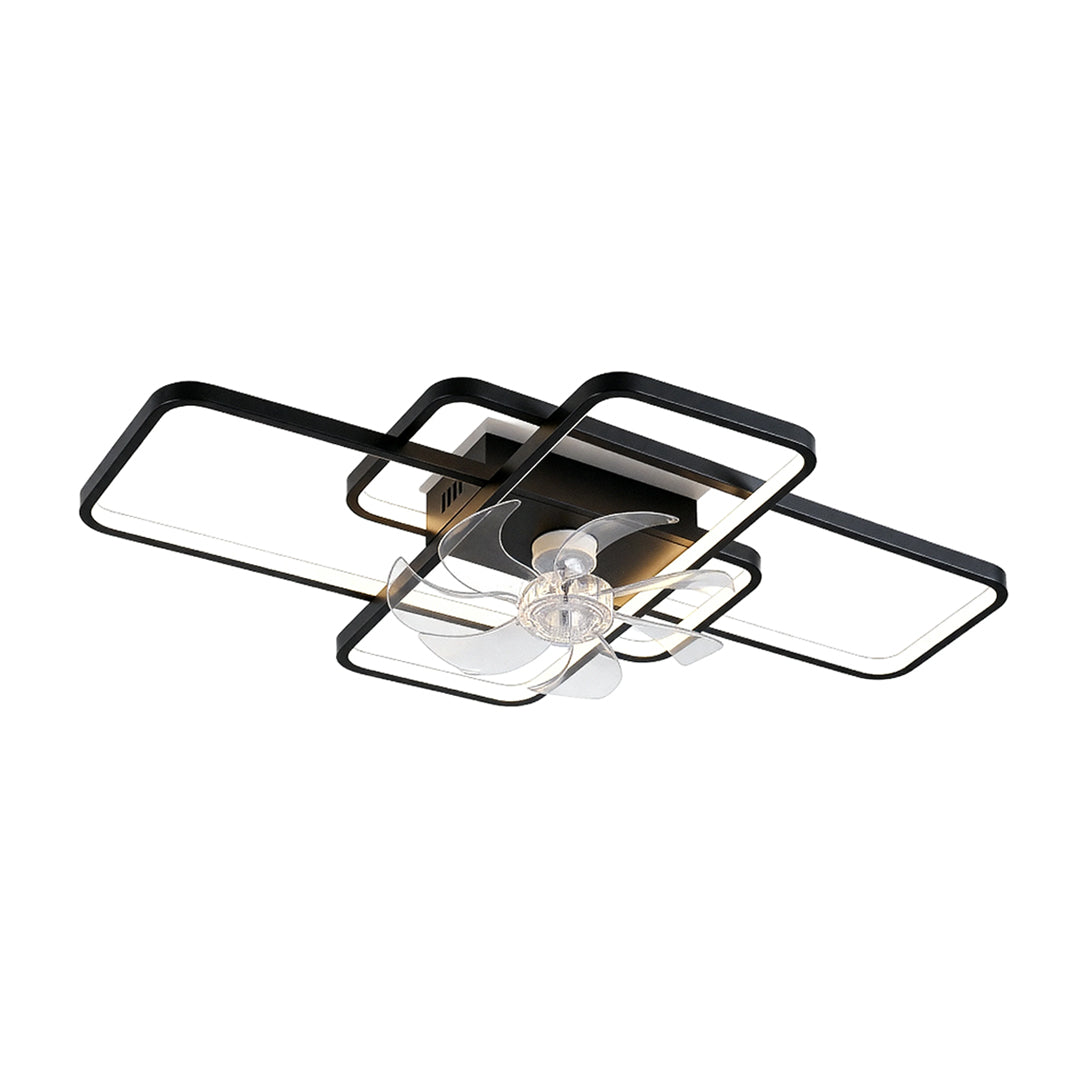 Modern Ceiling Fan with LED Light, Acrylic Shade, Clear ABS Blades