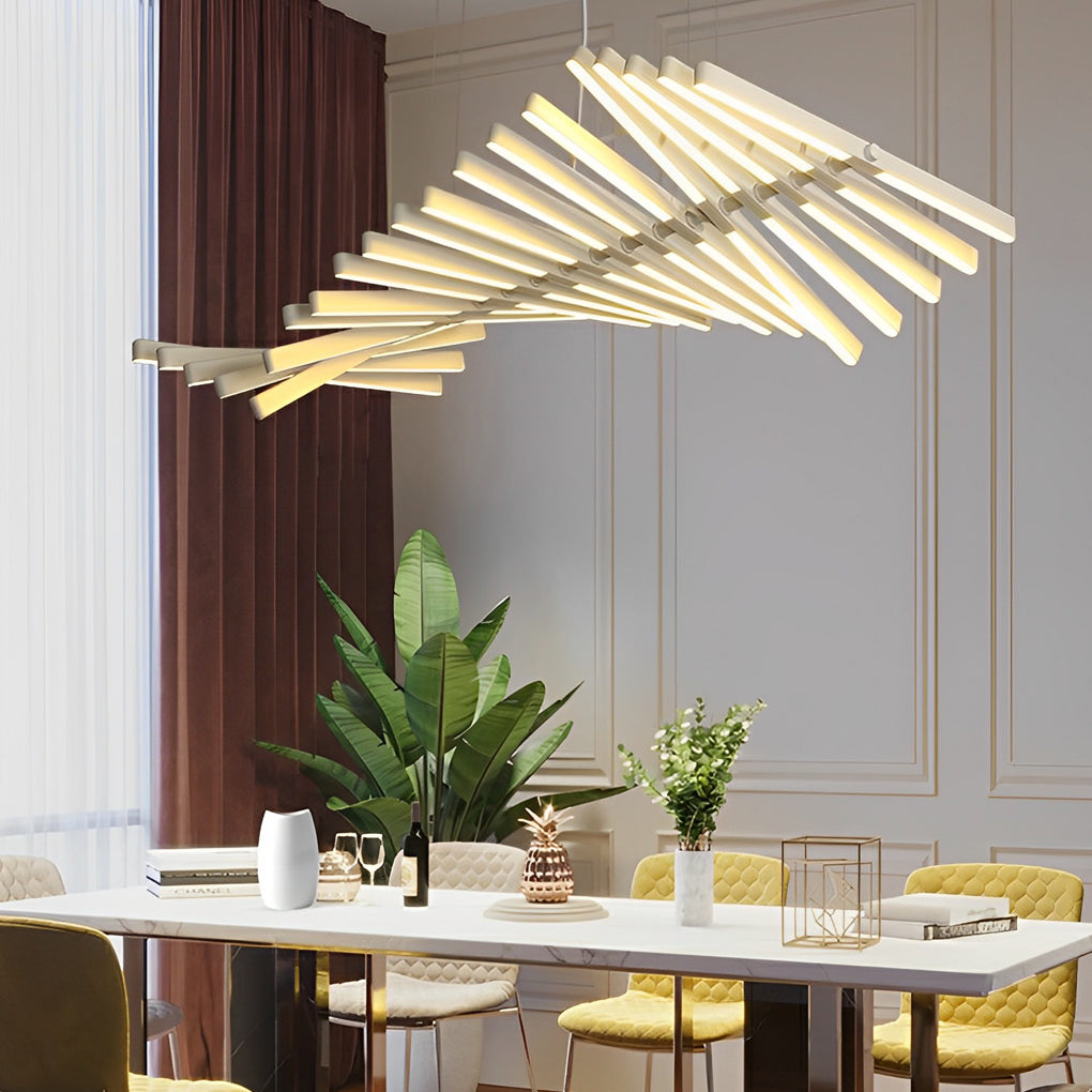 Waves Fishbone LED Chandelier – Modern Nordic Linear Pendant Light