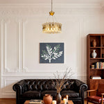 Luxury Gold LED Chandelier Round Modern Adjustable Ceiling Light