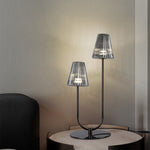 Modern Black LED Table Lamp with Glass Shade for Bedroom and Study