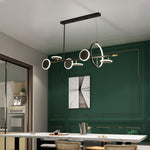 Aurelia Six-Light Linear LED Chandelier in Black and Gold with Silicone Shades