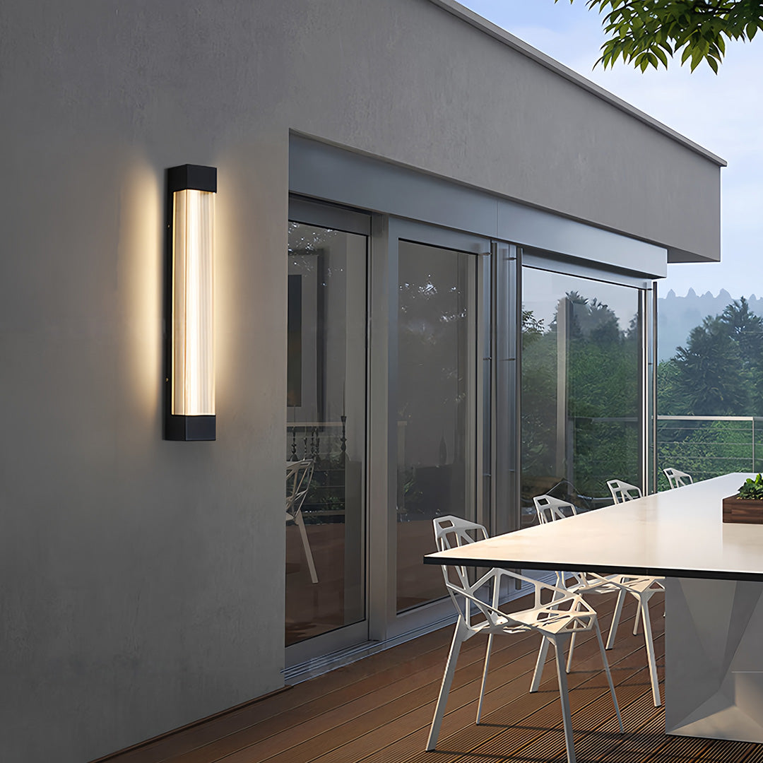 Linear Outdoor Wall Sconce – Waterproof LED Strip Light in Brushed Black
