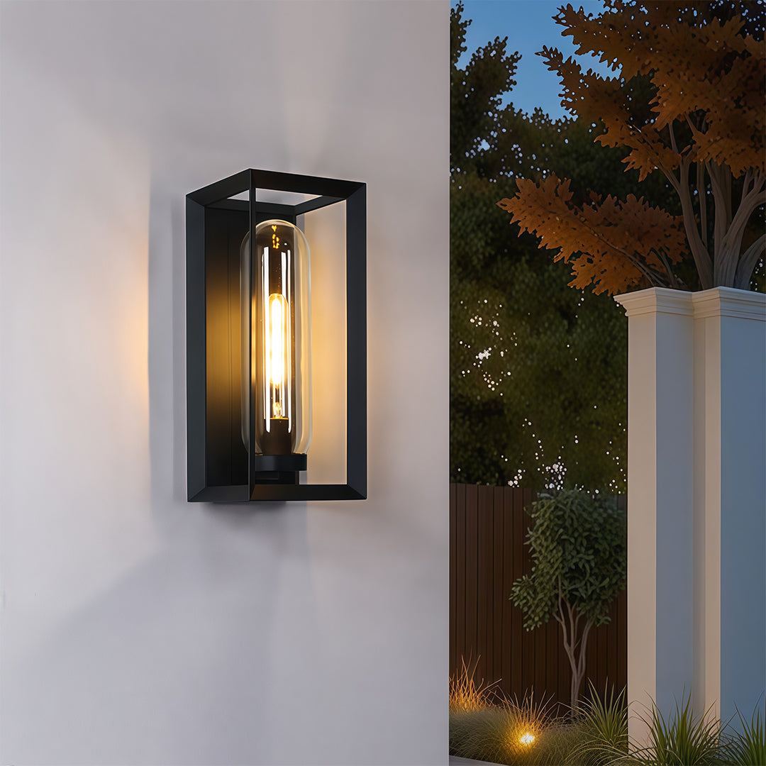 Modern Square Outdoor Wall Sconce in Matte Black, IP54 Waterproof