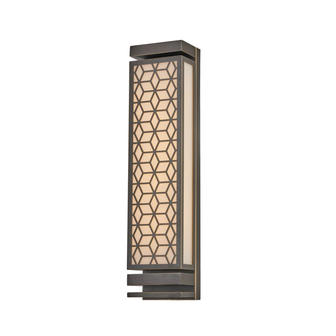 Luxury Outdoor Wall Sconce with Artificial Cloud Stone Shade in Black Copper Finish