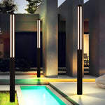 Modern Tall Garden Bollard Light | Minimalist Black Aluminum LED Pathway Lamp