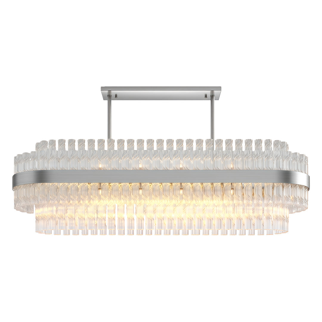 Full Copper Modern Chandelier with Clear Glass Shade for Dining Room and Living Room