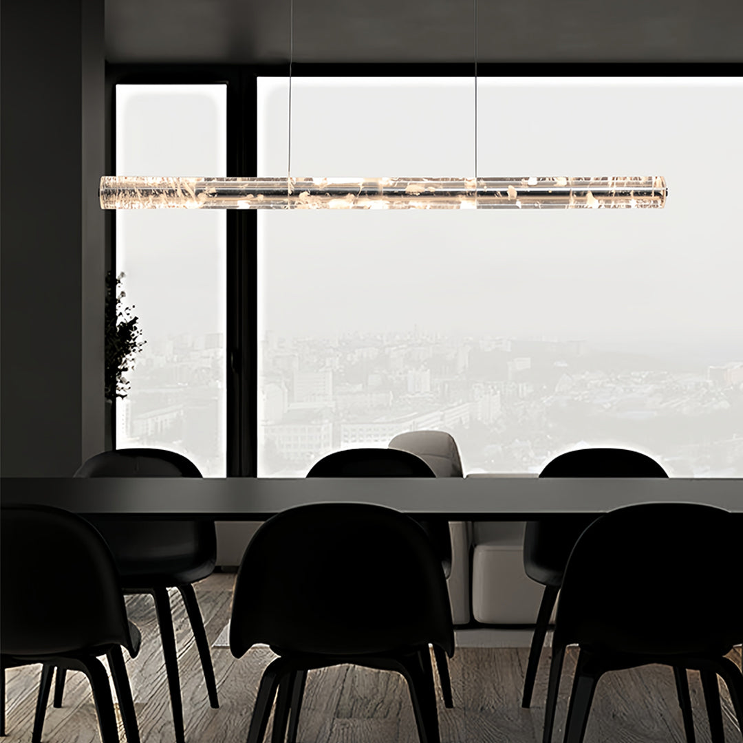 Modern Crystal Linear Pendant Light with Adjustable Cord