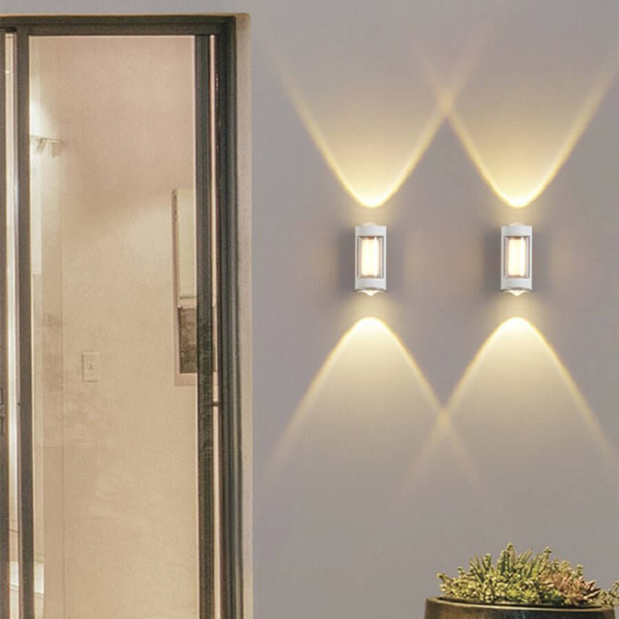 Modern Dual-Directional Outdoor Wall Light with Arc and Rectangular Shades