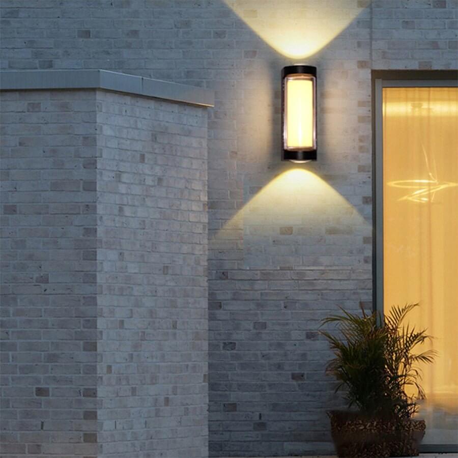 Modern Dual-Directional Outdoor Wall Light with Arc and Rectangular Shades