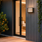 LED Outdoor Wall Sconce in Black Aluminum for Modern Courtyard