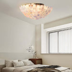 French Petal Glass Semi Flush Mount Ceiling Light in Pastel Hues