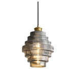 Honeycomb Glass Pendant Light, Mid-Century Modern Ceiling Lamp