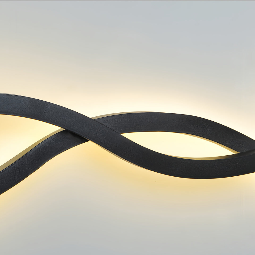 Modern Bedside Wall Sconce with Wavy Silicone Shade in Walnut or Black