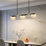 Linear LED Pendant Light in Black and Gold with Adjustable Height
