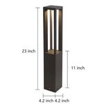 Black Aluminum LED Bollard Landscape Light – 4-Beam Garden Path Lamp
