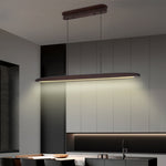 Linear LED Pendant Light in Walnut and Iron for Modern Dining and Kitchen
