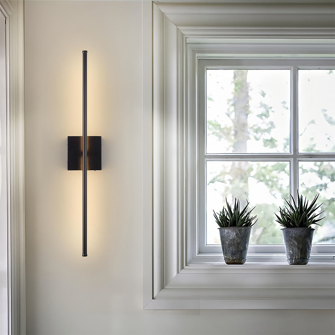 Modern Black Iron Linear LED Wall Sconce with Rechargeable Battery