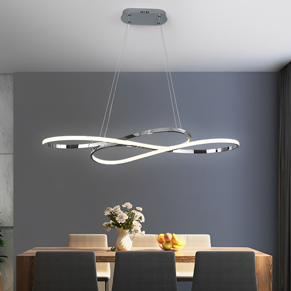 Wavy Double 8-Shaped LED Chandelier with Stepless Dimming, Modern Nordic Pendant Light