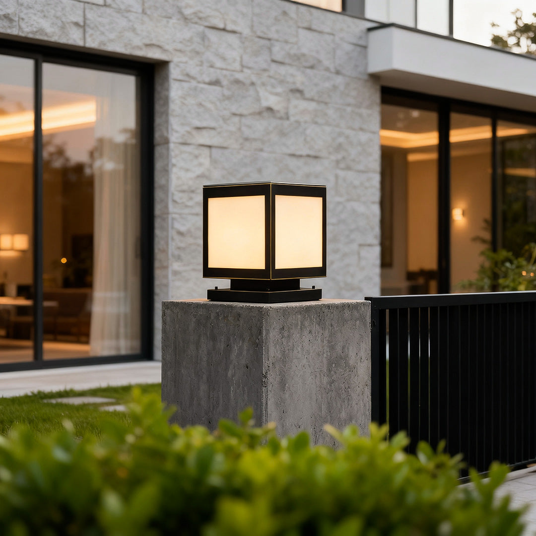 Pillar Solar Light Outdoor Waterproof Square Copper Light
