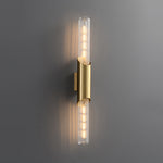 Cylindrical Brass Up Down Wall Light with Clear Glass Shade