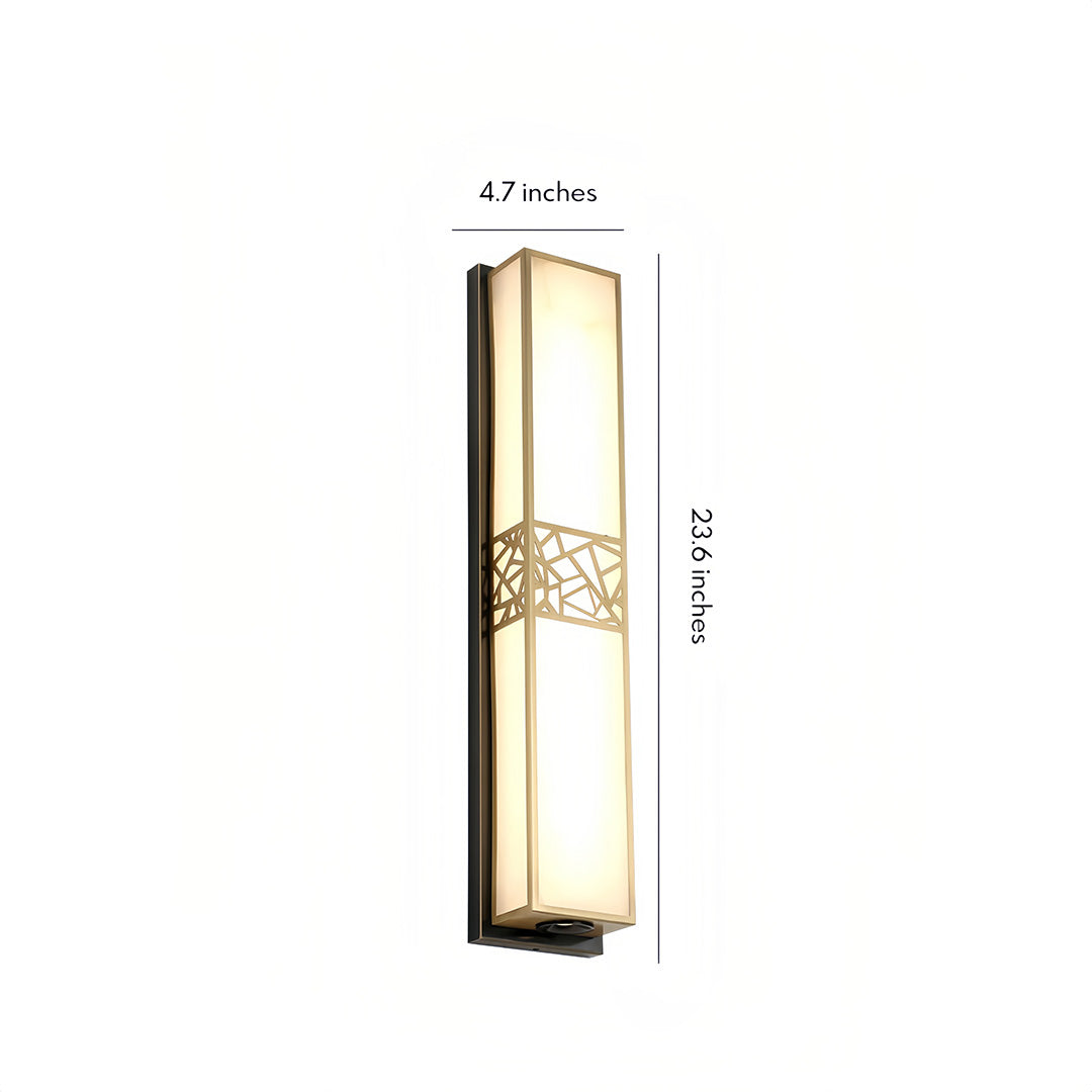 Linear Wall Sconce in Copper and Marble – Modern Minimalist LED Strip Light