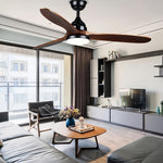 Aria Wooden Ceiling Fan with Integrated LED Light – Modern Flush Mount Fandelier