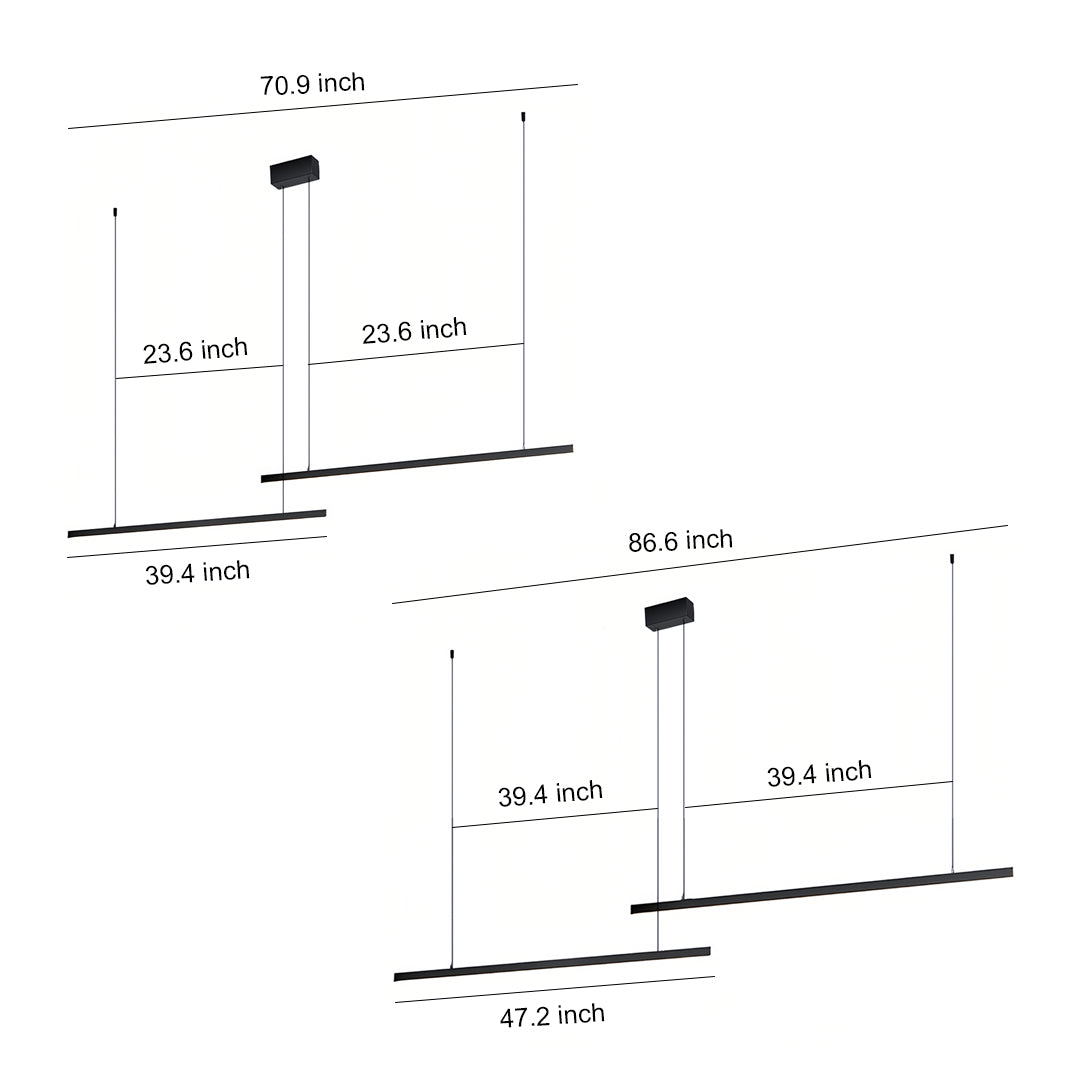Linear Double Pendant Light in Brushed Black Aluminum