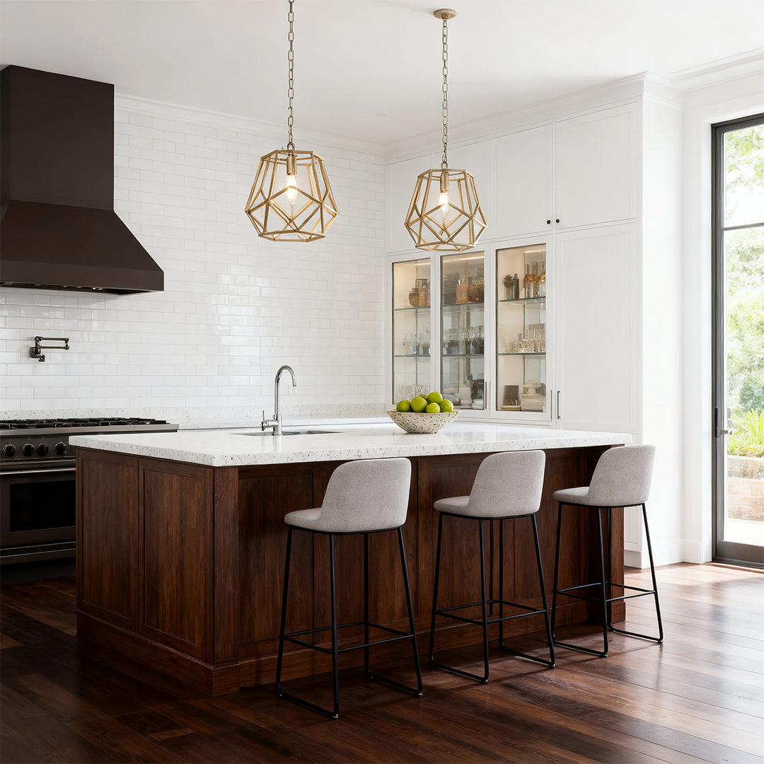 Aurelia Single Geometric Gold Pendant Light – Modern Nordic Ceiling Lamp