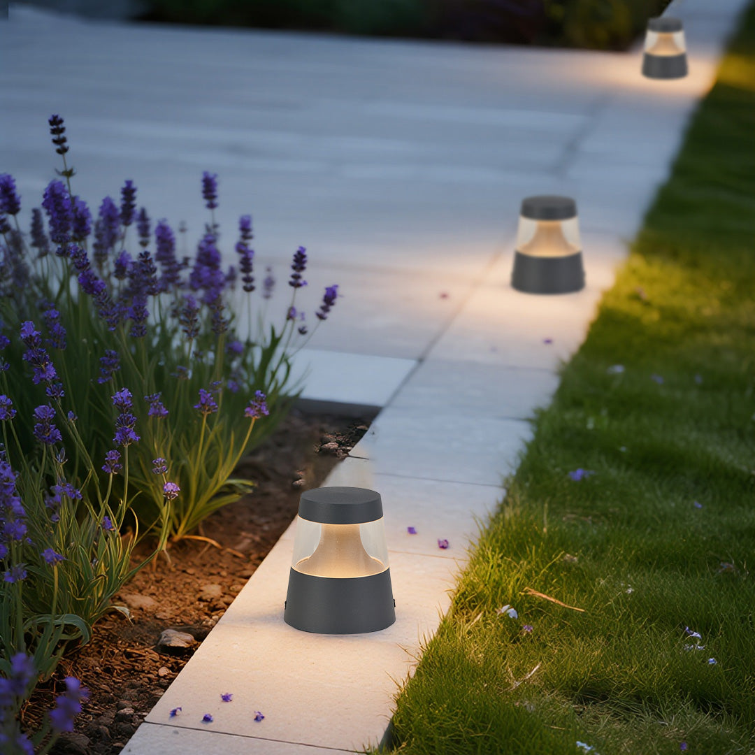 Modern Outdoor Bollard Landscape Light with Warm LED Glow