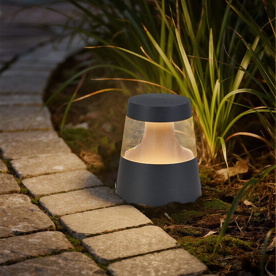 Modern Outdoor Bollard Landscape Light with Warm LED Glow