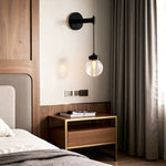 Modern Wall Sconce with Clear Glass Shade in Copper, Chrome, or Black