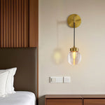 Modern Wall Sconce with Clear Glass Shade in Copper, Chrome, or Black