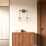 Modern Wall Sconce with Clear Glass Shade in Copper, Chrome, or Black