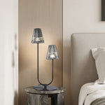 Modern Black LED Table Lamp with Glass Shade for Bedroom and Study