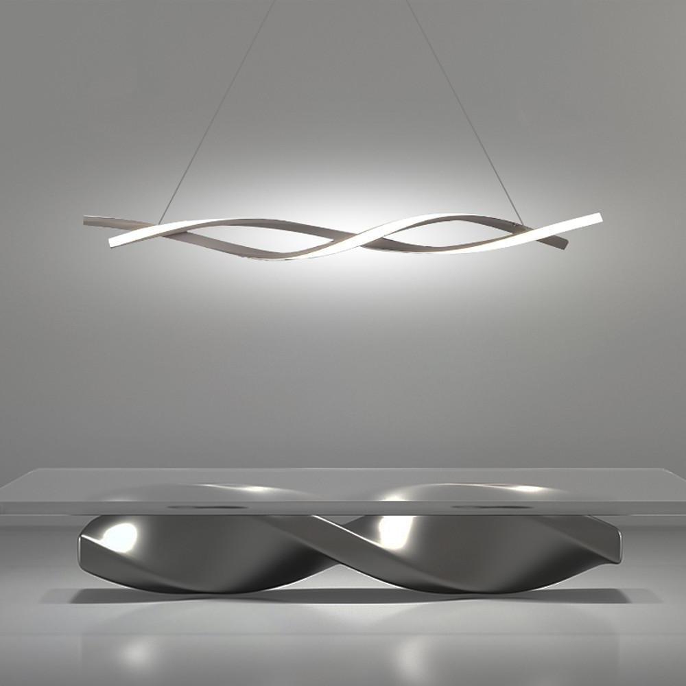 Interwoven Waves LED Pendant Light – Modern Gold Linear Chandelier for Kitchen Island