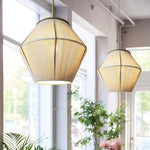 Hand-Braided Hemp Rope Pendant Light with Iron Frame, Japanese Retro Style, Adjustable Cord