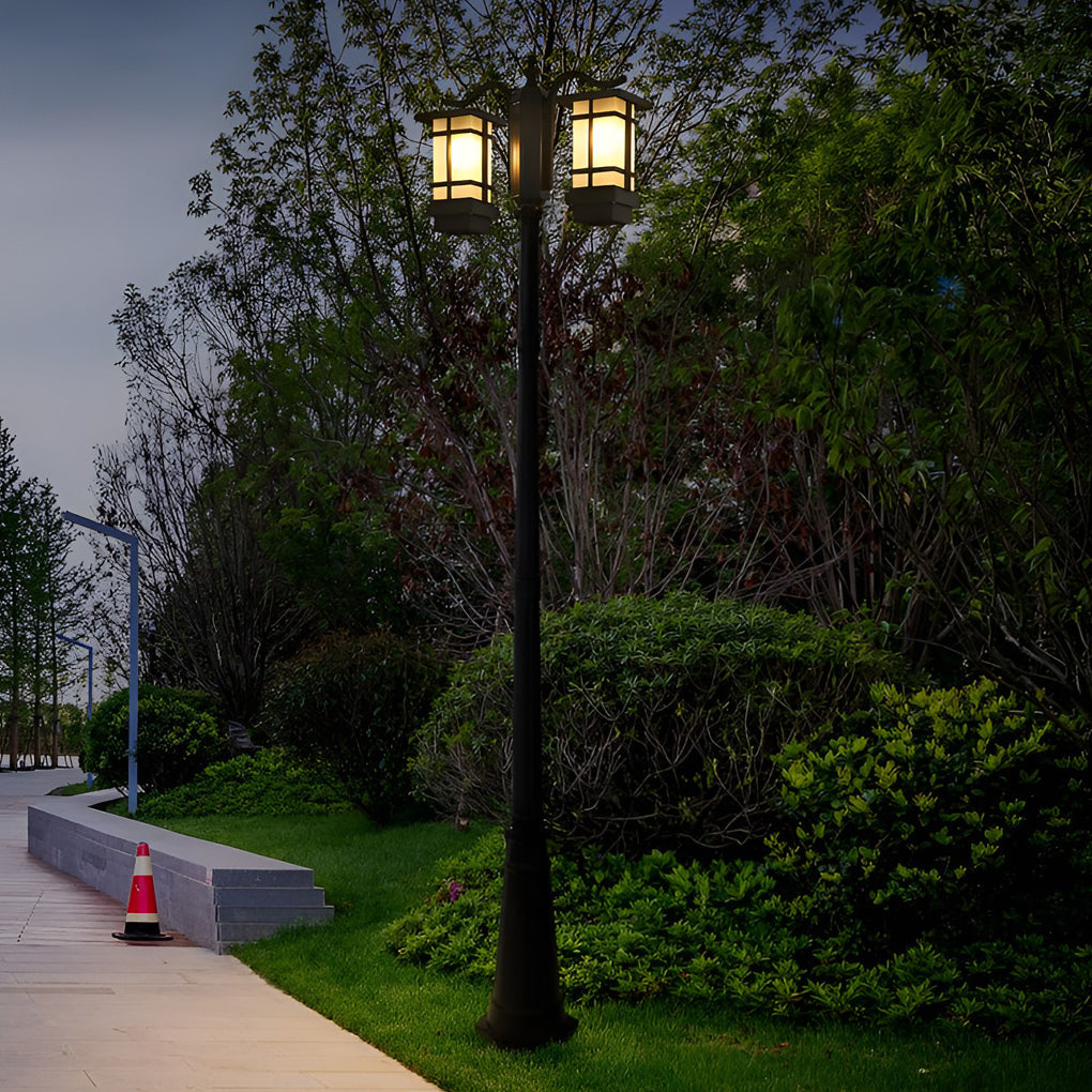 Modern 2-Head Outdoor Post Light in Black, Waterproof Aluminum