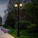 Modern 2-Head Outdoor Post Light in Black, Waterproof Aluminum