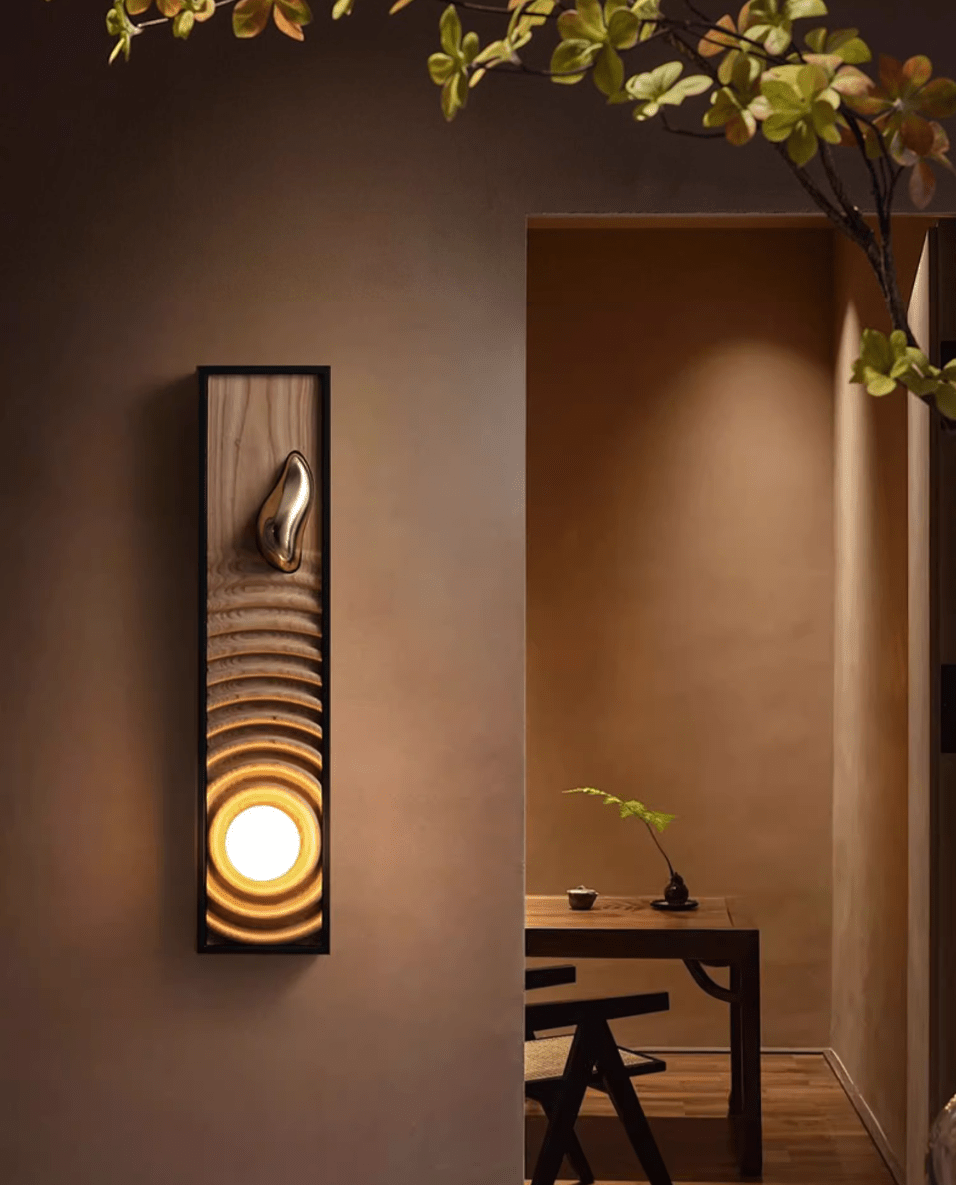 Solano Ripple Wall Sconce – Modern Wood & Brass LED Wall Light