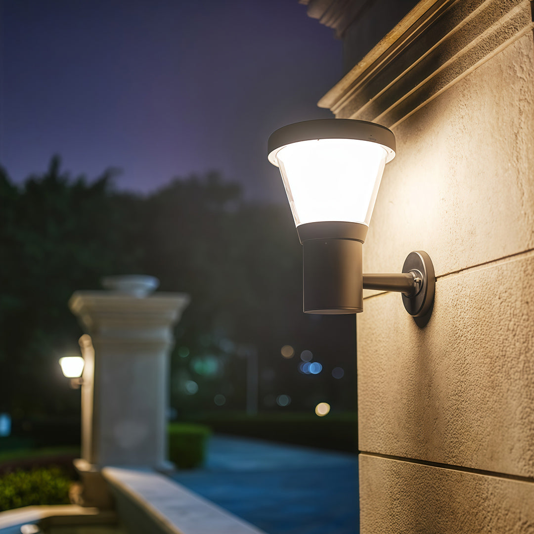 Modern Outdoor Wall Sconce with Curved Arm – Waterproof LED Garden Light