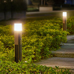 Solar-Powered Black Aluminum Bollard Light with Motion Sensor for Pathways