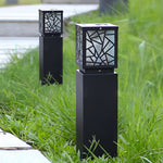 Modern Solar Bollard Path Lights in Black, Waterproof LED Outdoor Lamp