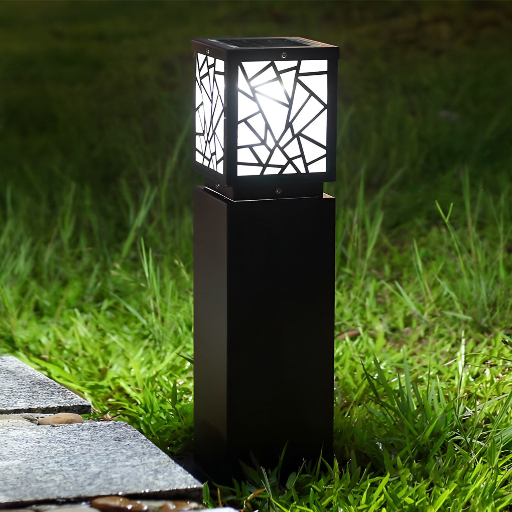 Modern Solar Bollard Path Lights in Black, Waterproof LED Outdoor Lamp