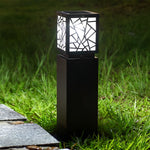 Modern Solar Bollard Path Lights in Black, Waterproof LED Outdoor Lamp