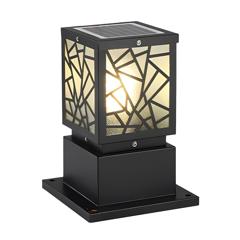 Modern Solar Bollard Path Lights in Black, Waterproof LED Outdoor Lamp