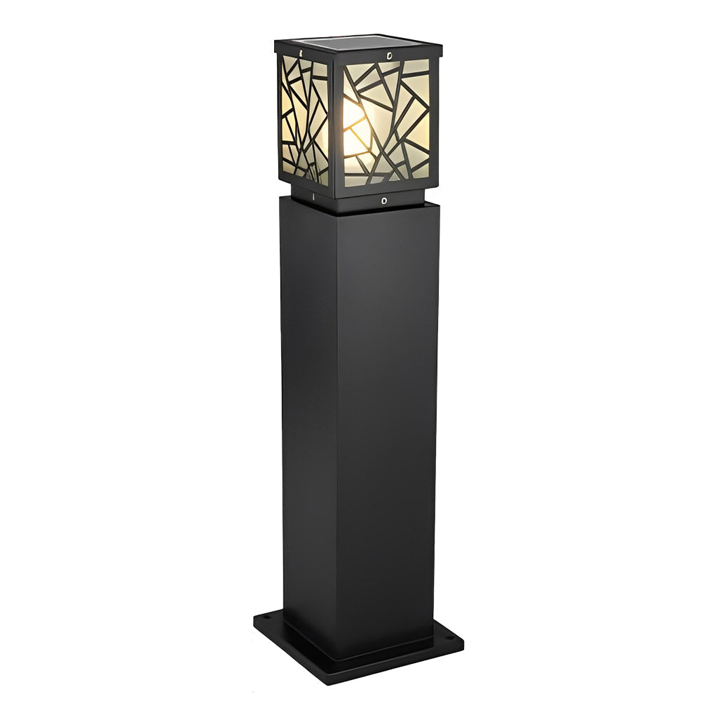 Modern Solar Bollard Path Lights in Black, Waterproof LED Outdoor Lamp