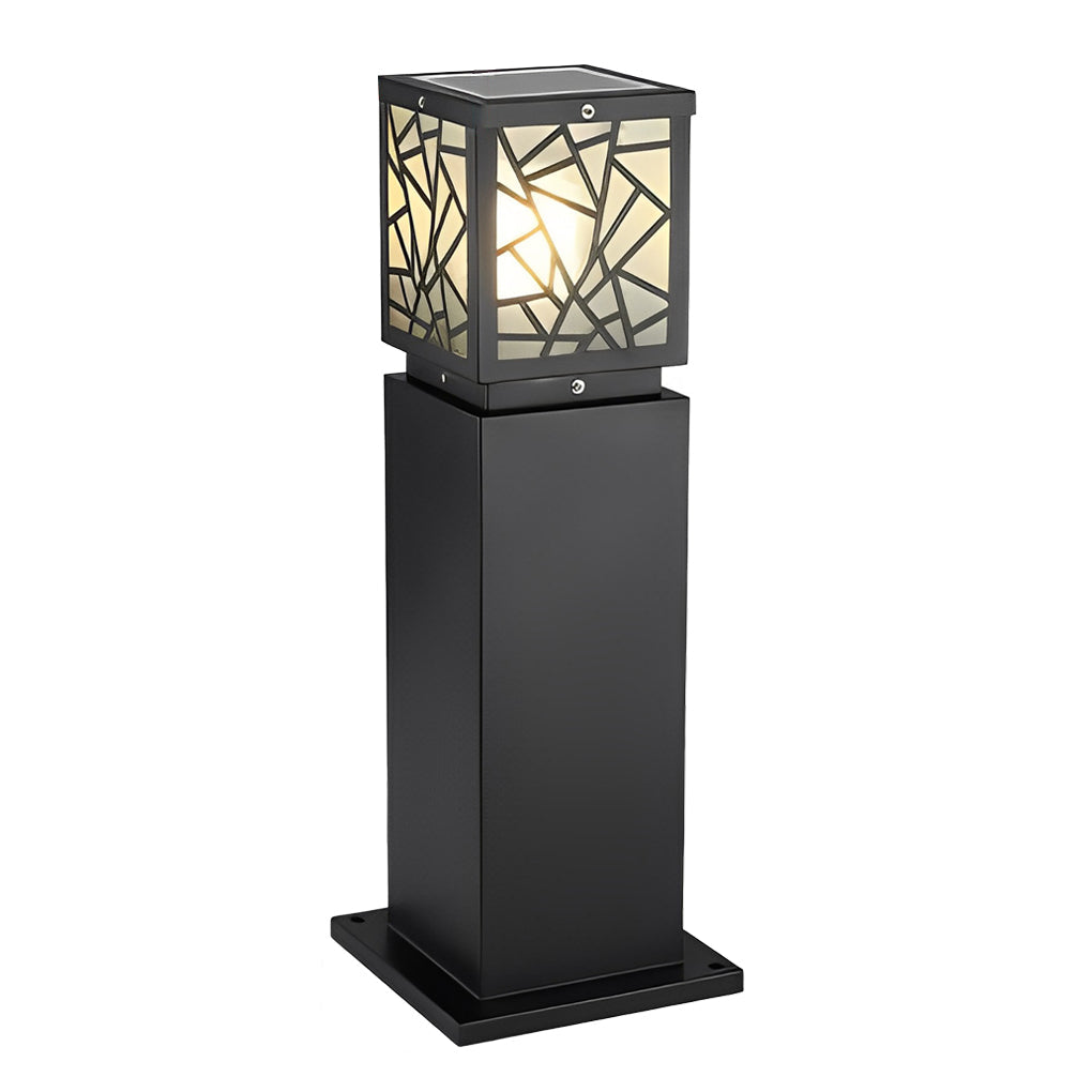Modern Solar Bollard Path Lights in Black, Waterproof LED Outdoor Lamp